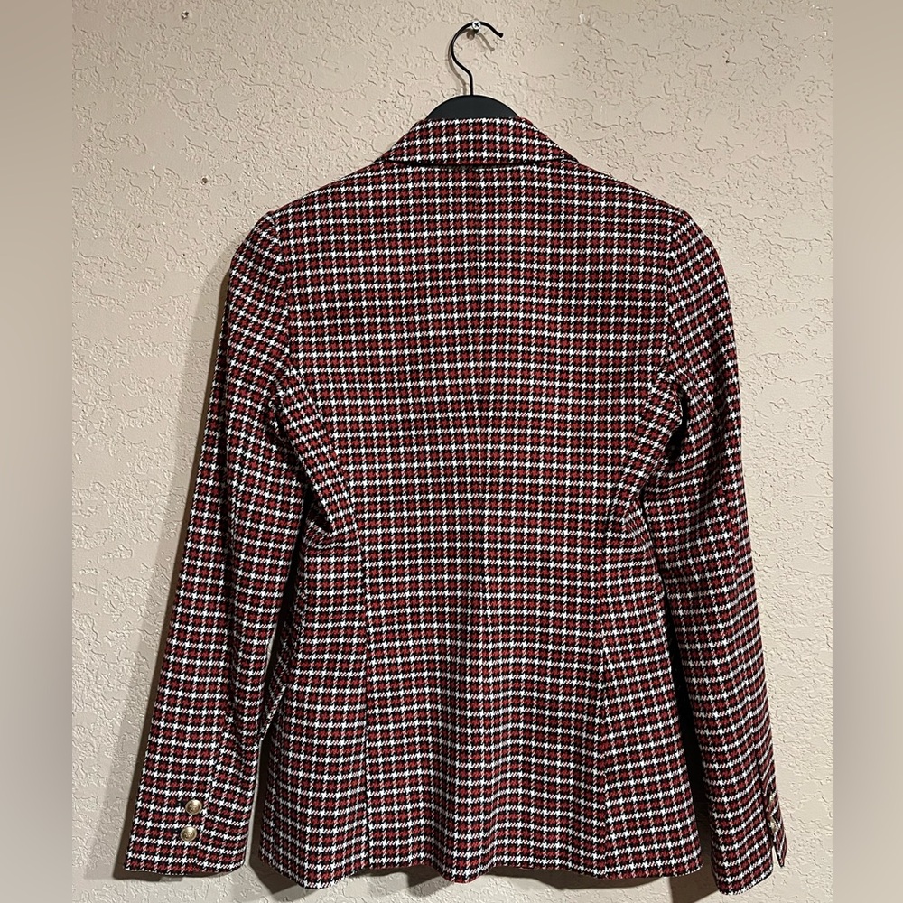 L'AGENCE | Holiday Chamberlain Red Check Peaked Lapel Blazer - Picture 9 of 9